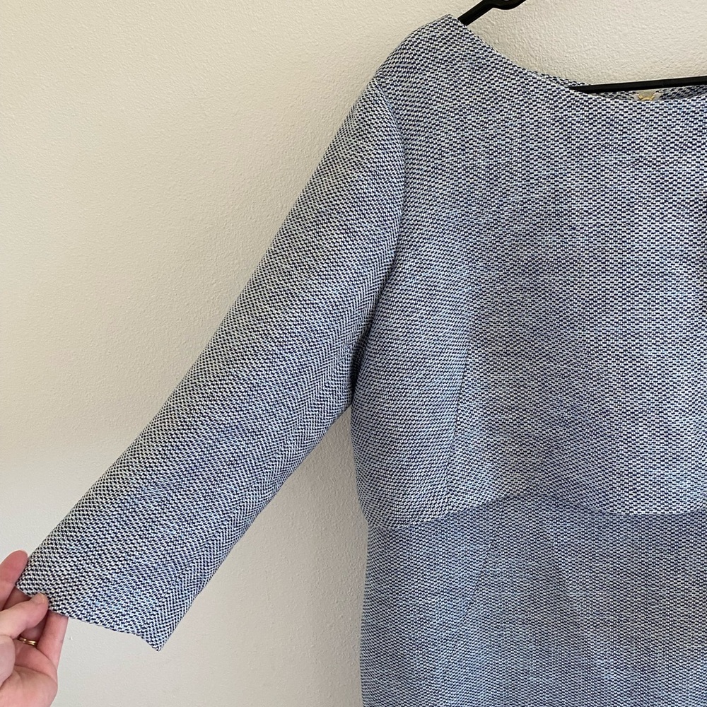 Light Blue Tweed Two-Piece Sheath Dress - Picture 4 of 6